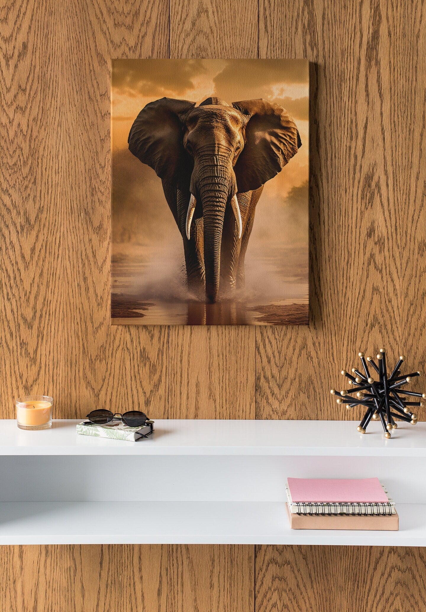 Elephant Canvas -16x20 - 12x16 - 8x10 - 20x16 - 16x12 - 10x8 - Gift -  Landscape Canvas Print or Portrait Canvas Print